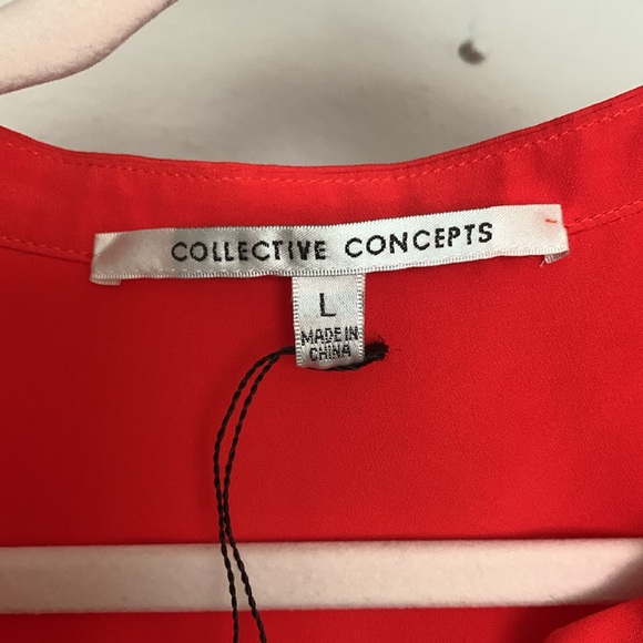 Collective Concept Red Long Sleeve Button Down with Aztec-y Details Size L - Picture 3 of 5